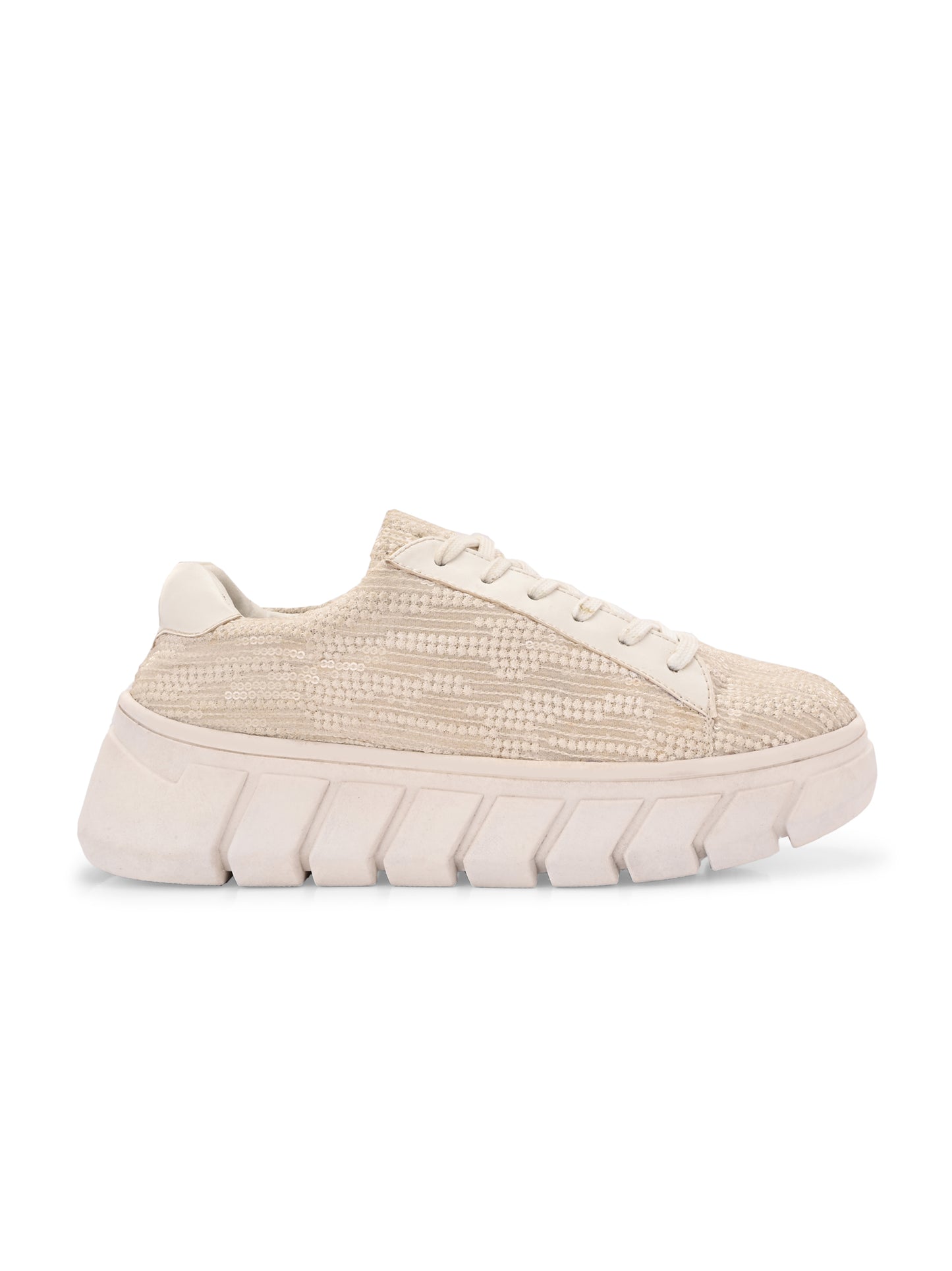 White Sequence Customized Ethnic Sneakers