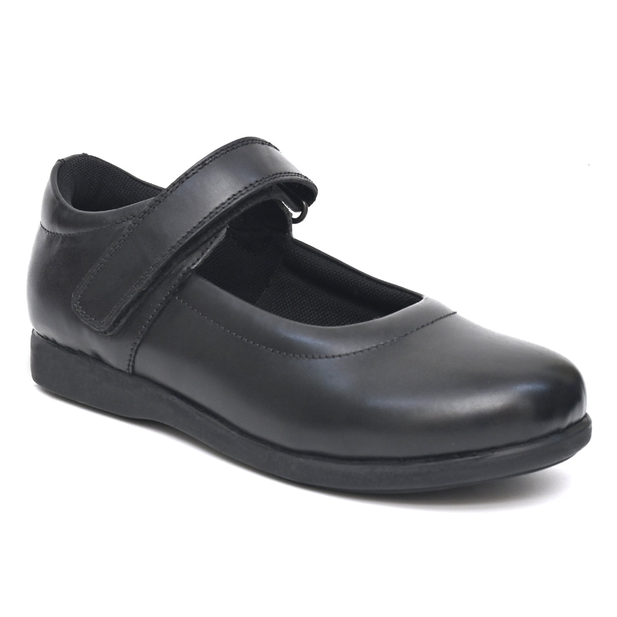 DELIA Genuine Leather Black Dual Size technology School Shoes for Girls