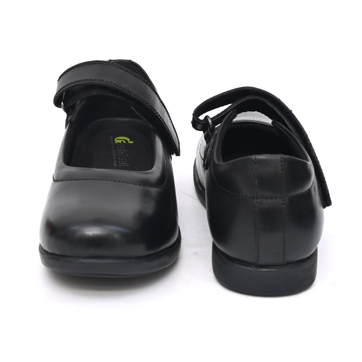 DELIA Genuine Leather Black Dual Size technology School Shoes for Girls