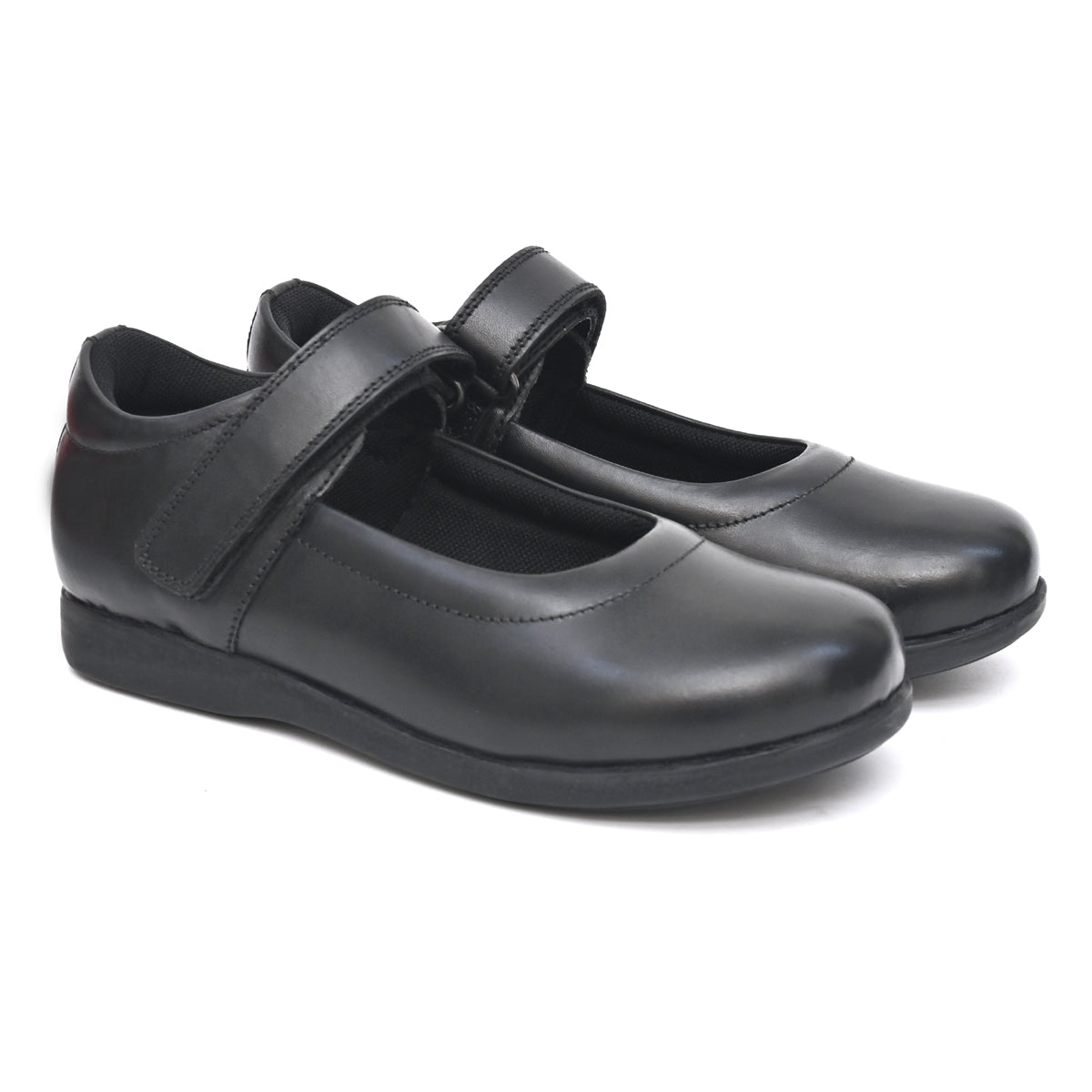 DELIA Genuine Leather Black Dual Size technology School Shoes for Girls