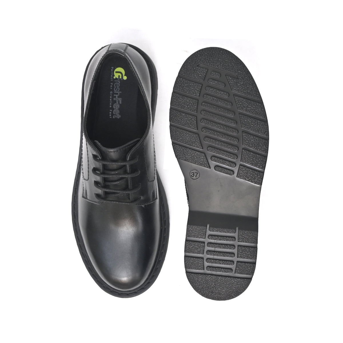 LIVI Genuine Leather Black Dual Size technology School Shoes For Boys