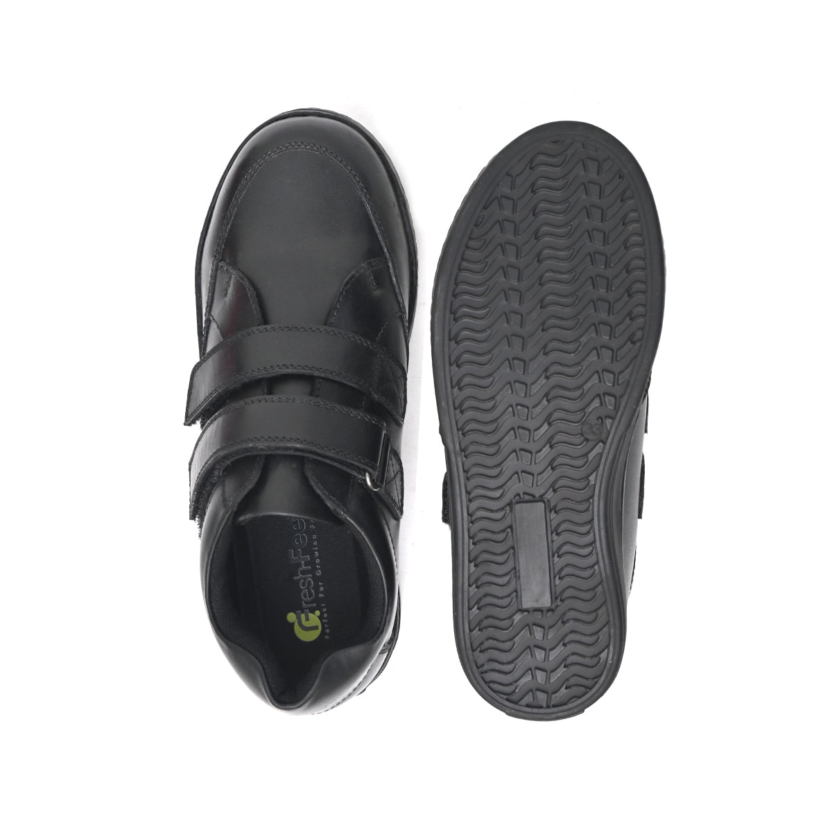 GARRY Genuine Leather Black Dual Size technology School Shoes