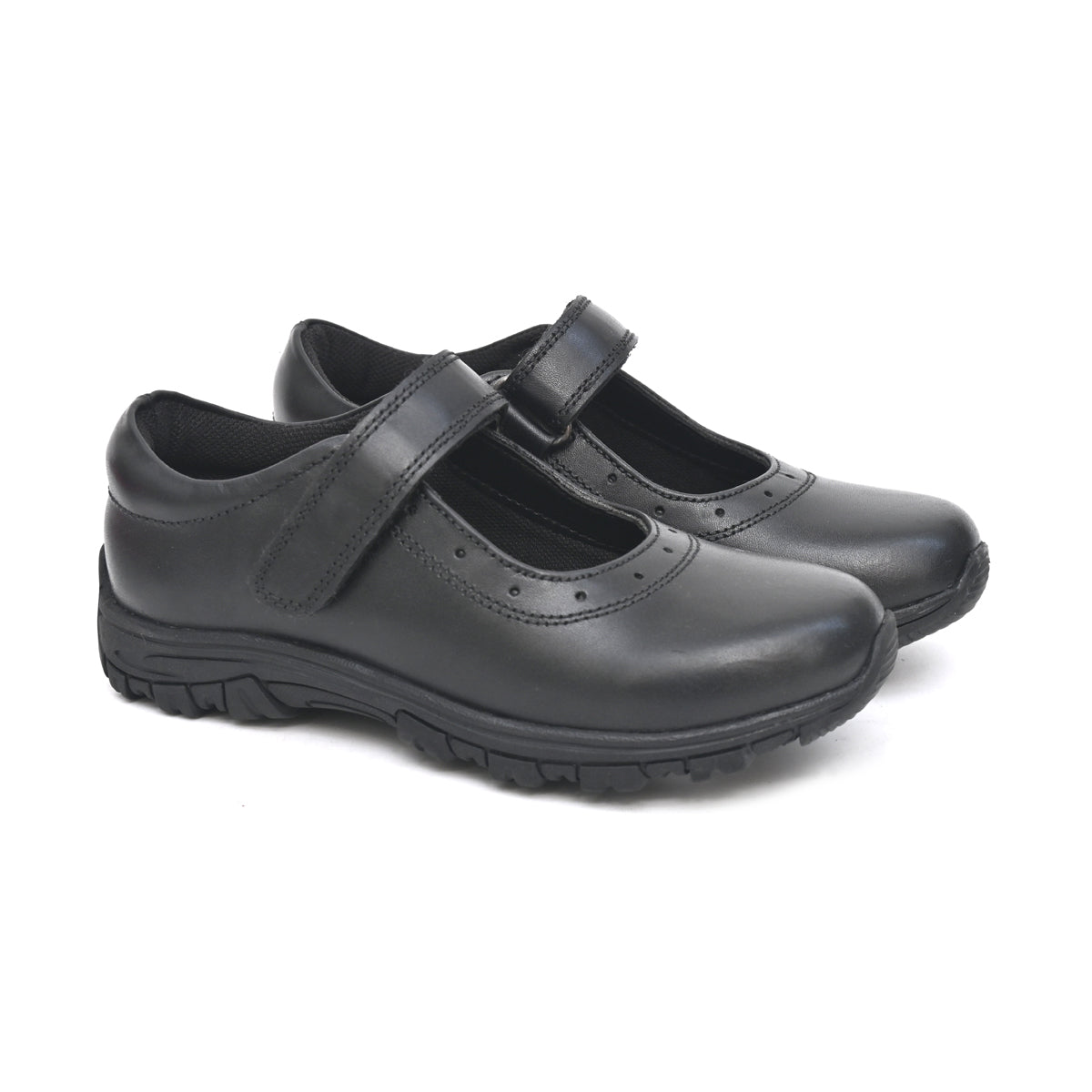CLARA Genuine Leather Black Dual Size technology School Shoes