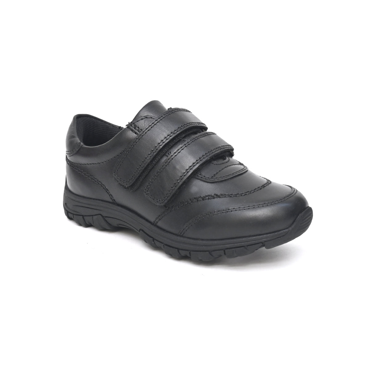 CHARLIE Genuine Leather Black Dual Size technology School Shoes