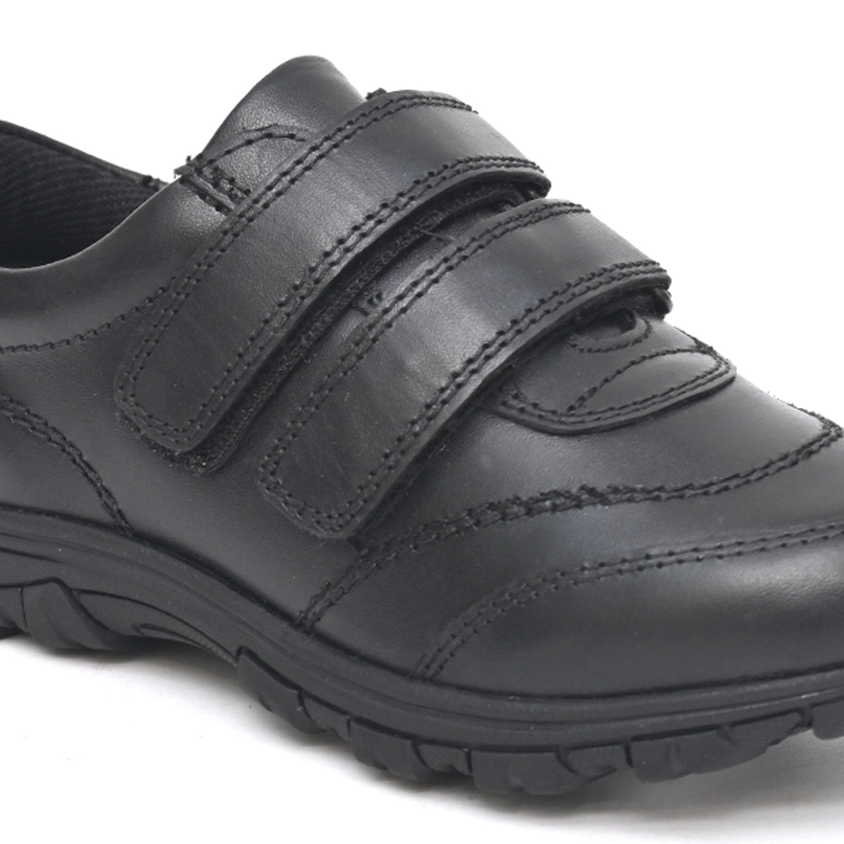 CHARLIE Genuine Leather Black Dual Size technology School Shoes