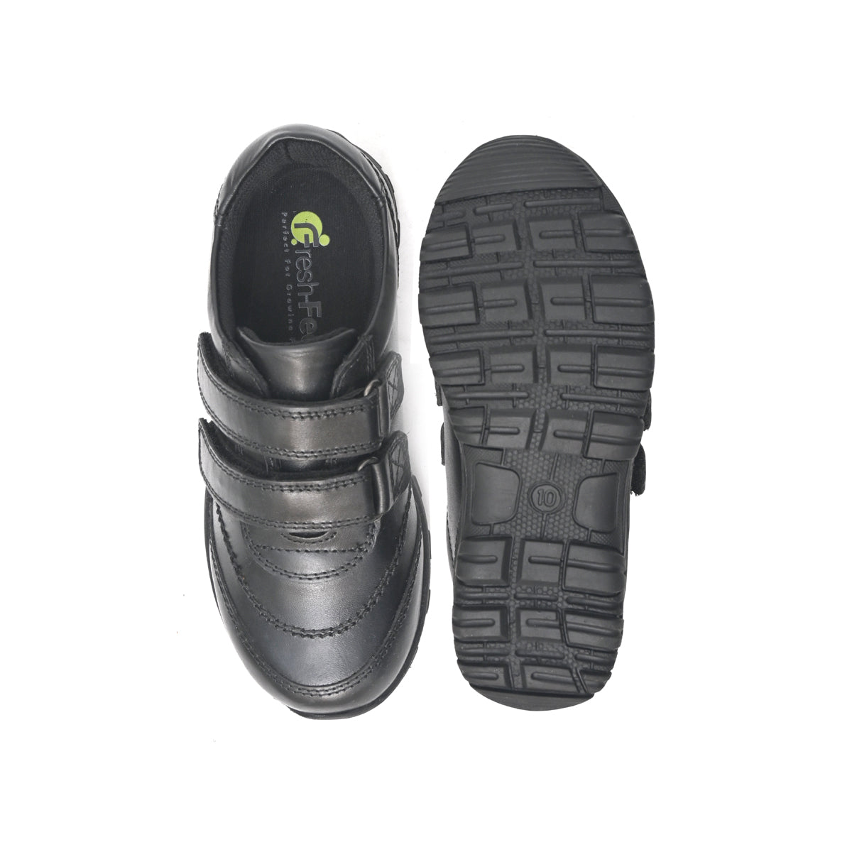 CHARLIE Genuine Leather Black Dual Size technology School Shoes