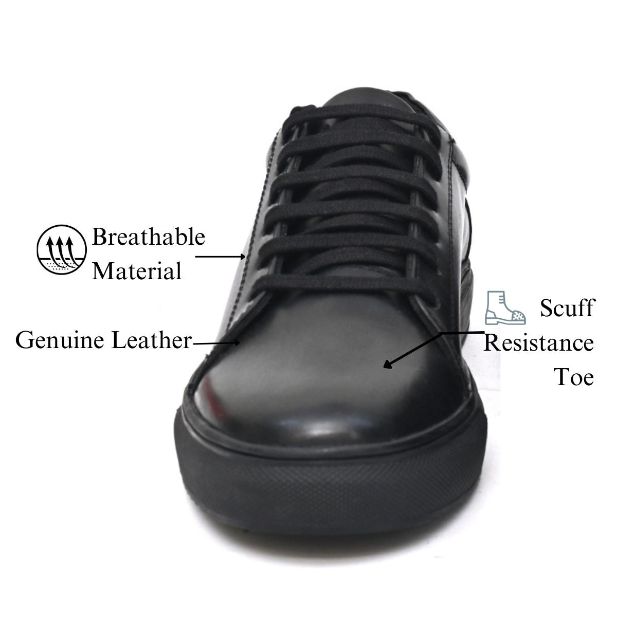 LIVI Genuine Leather Black Dual Size technology School Shoes
