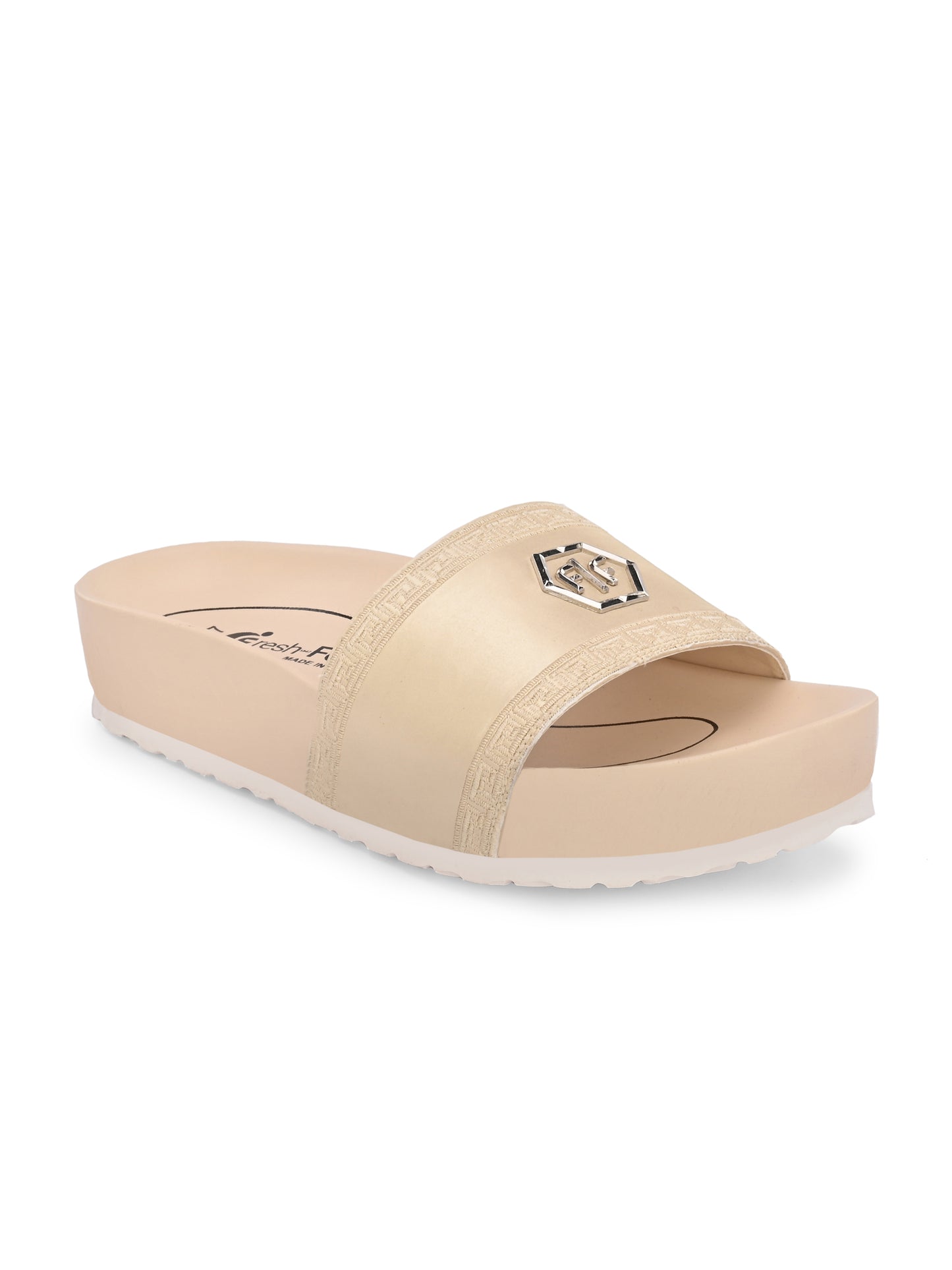 Kristen Beige Orthopedic Sliders For Women