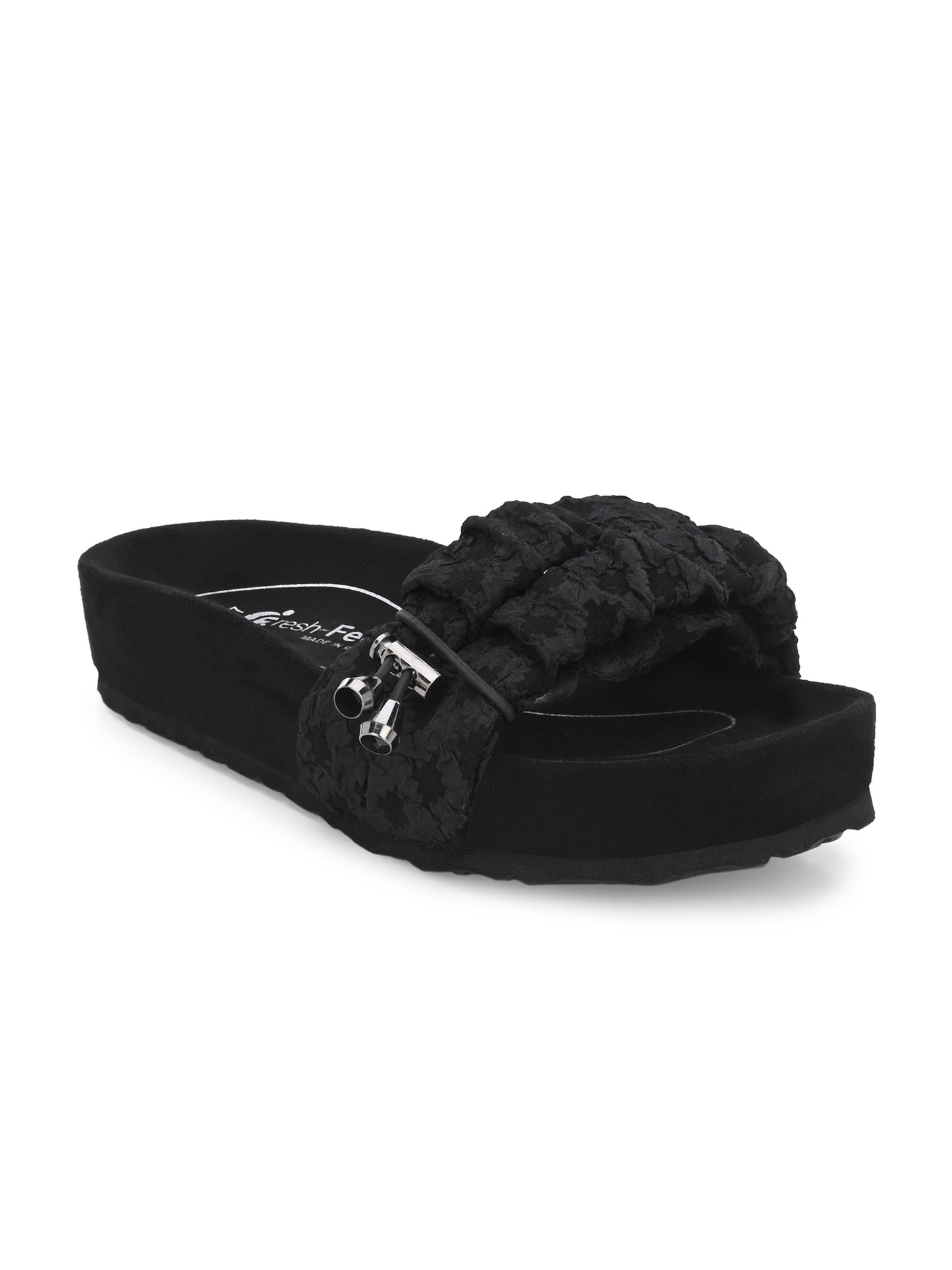 Sara Black Orthopedic Sliders For Women