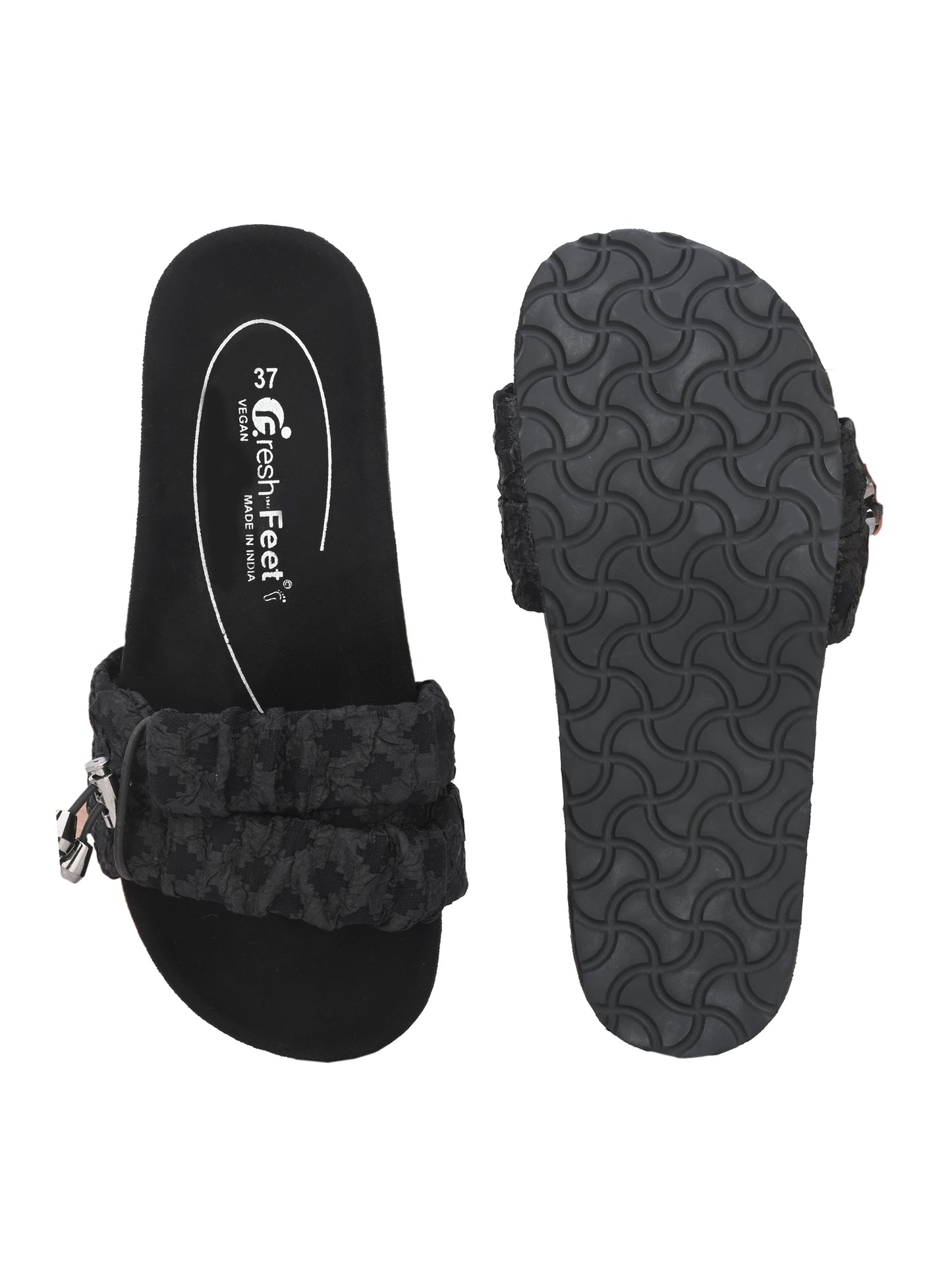 Sara Black Orthopedic Sliders For Women
