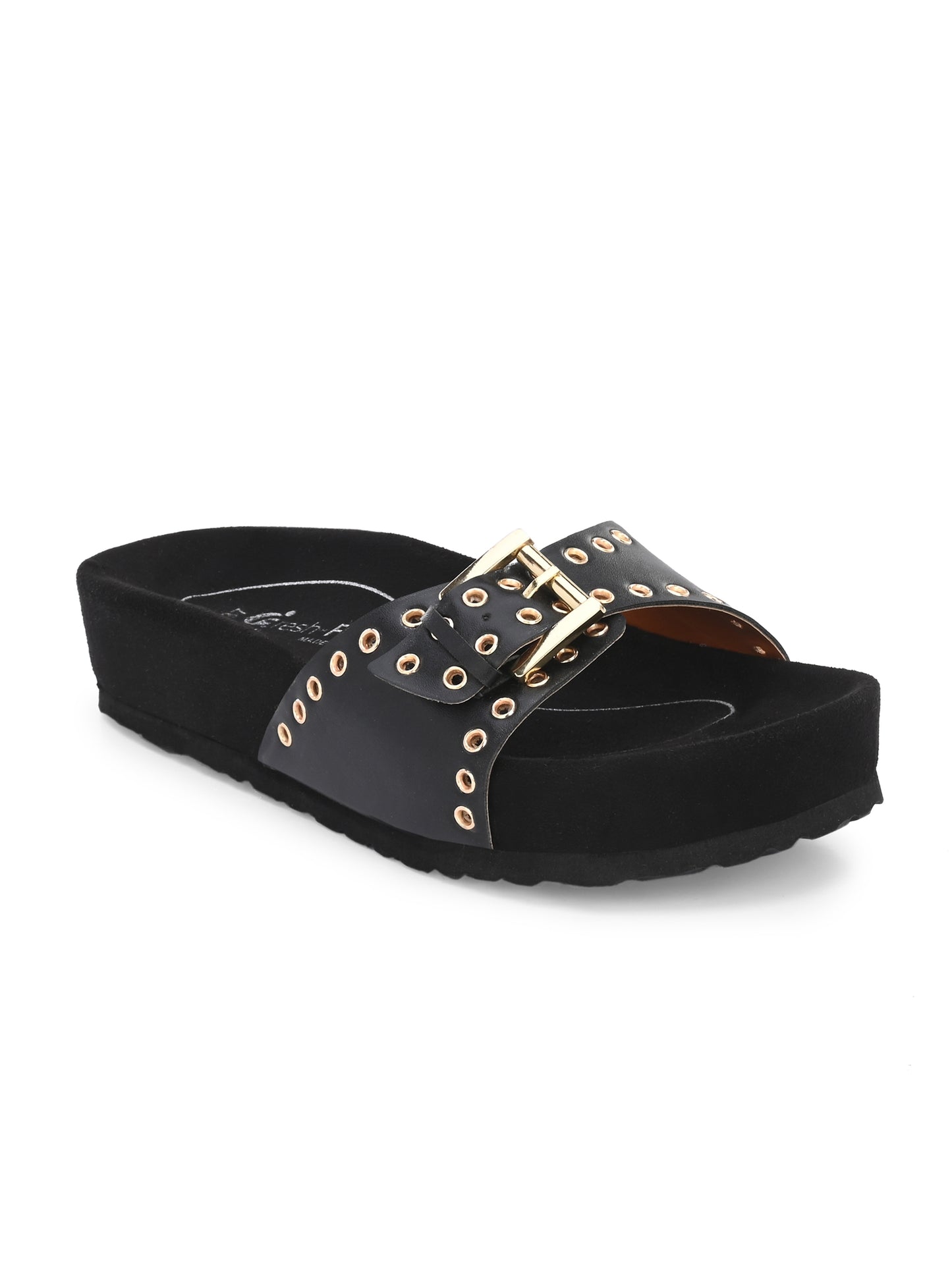 Mia Black Orthopedic Sliders For Women