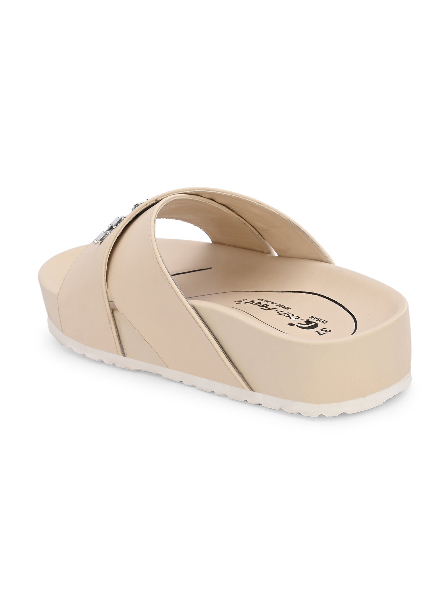 Linda Beige Orthopedic Sliders For Women