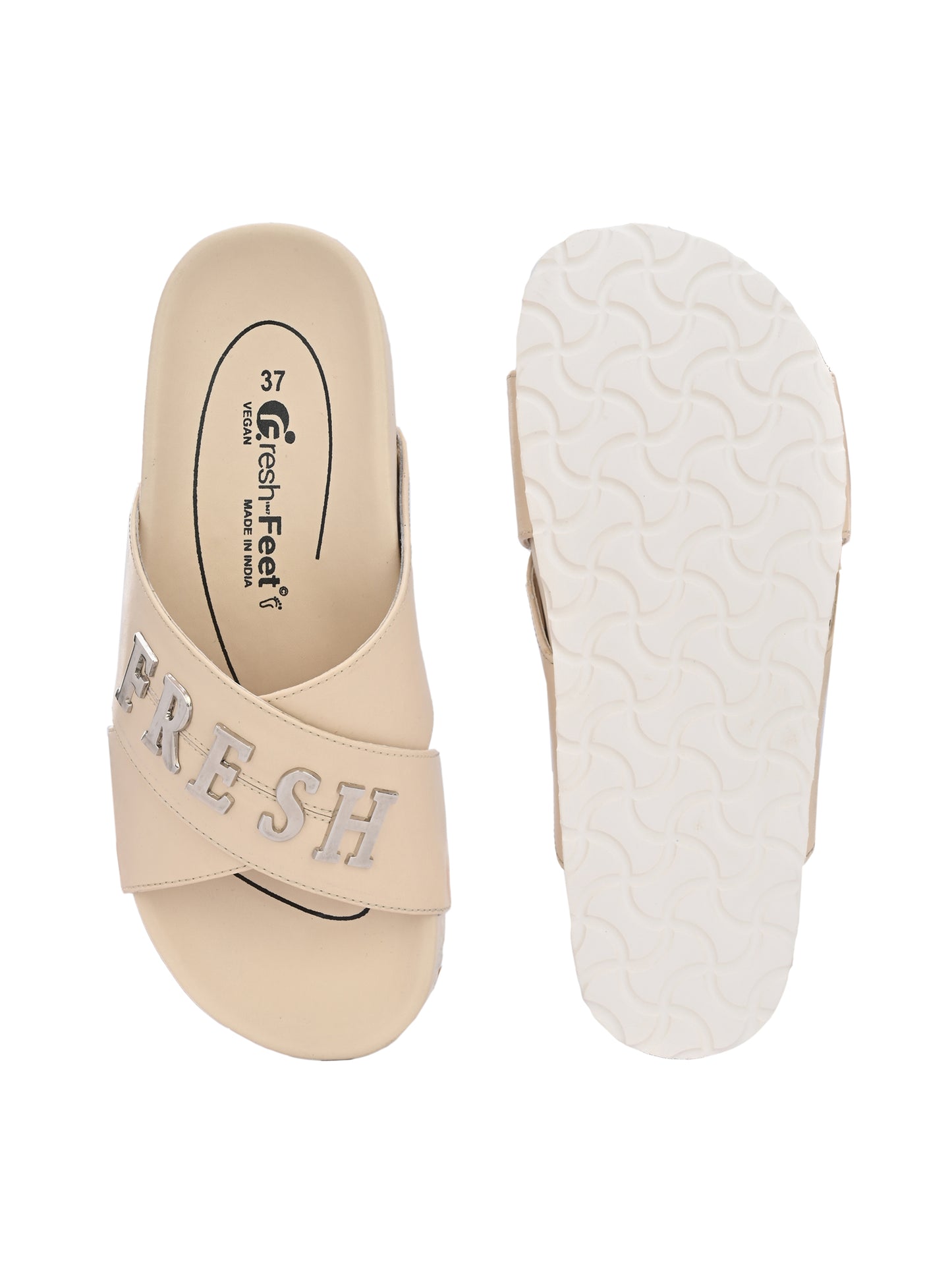 Linda Beige Orthopedic Sliders For Women