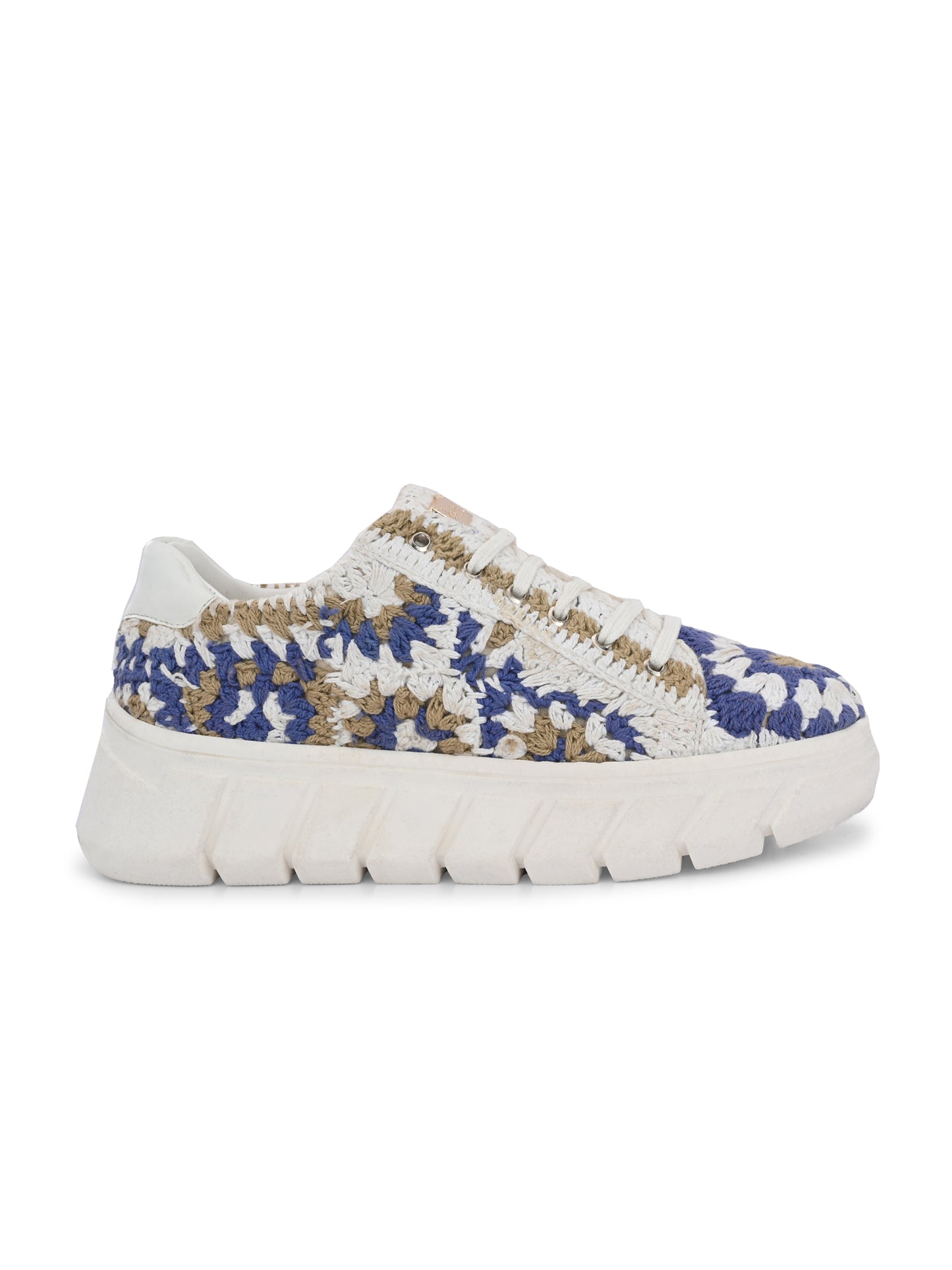 Women's Austria Blue Gold Crochet Sneakers