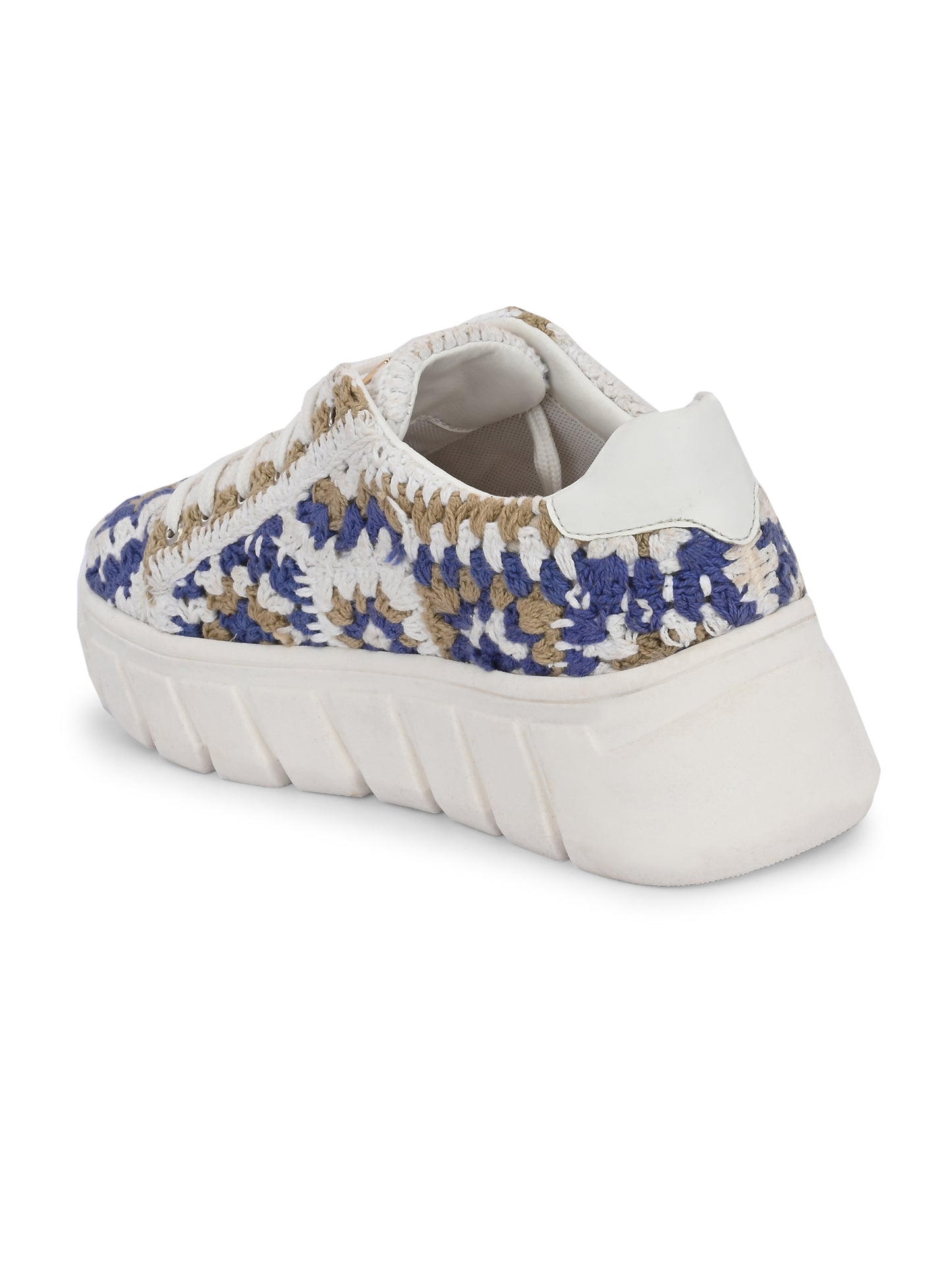 Women's Austria Blue Gold Crochet Sneakers