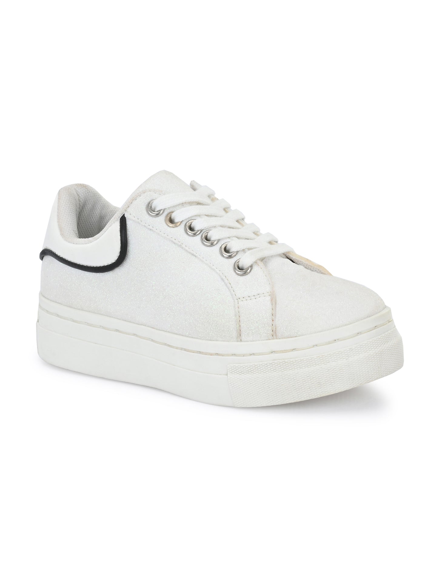 Nicola White Glitter Dual Size technology Shoes for Kids