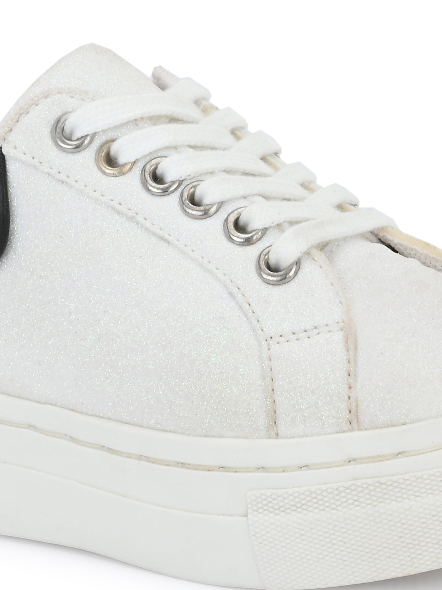 Nicola White Glitter Dual Size technology Shoes for Kids