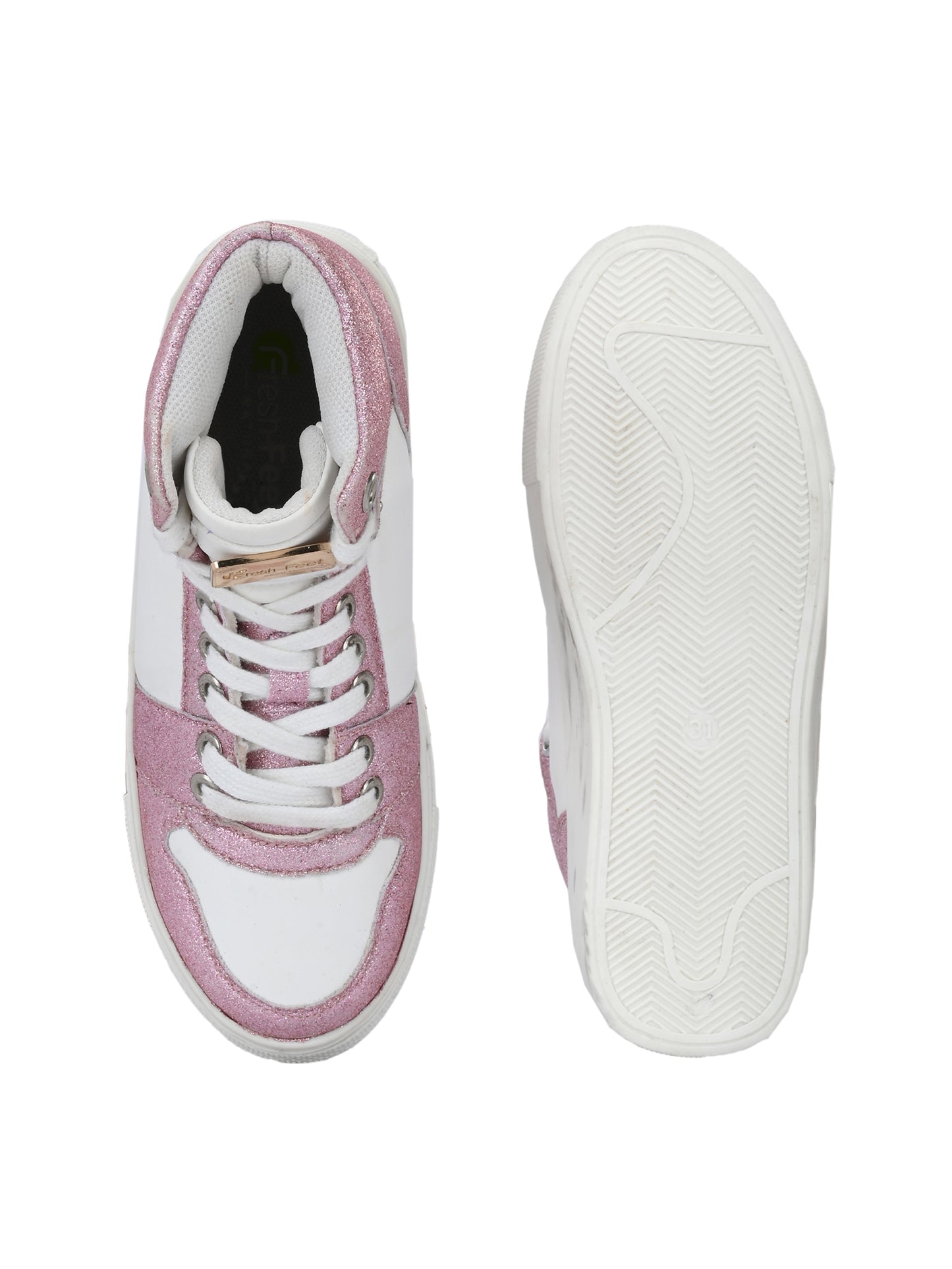 Nick Pink White Dual Size technology Shoes for Kids