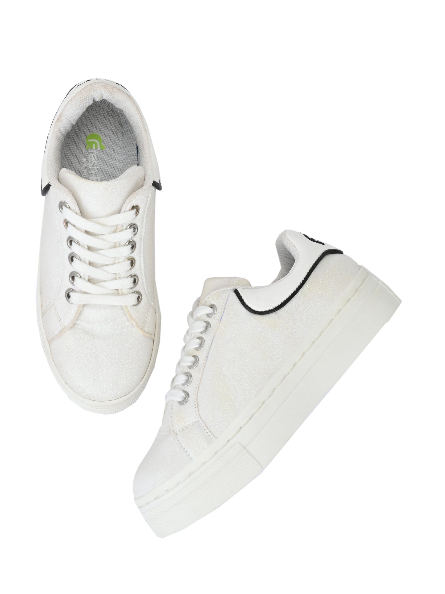 Nicola White Glitter Dual Size technology Shoes for Kids