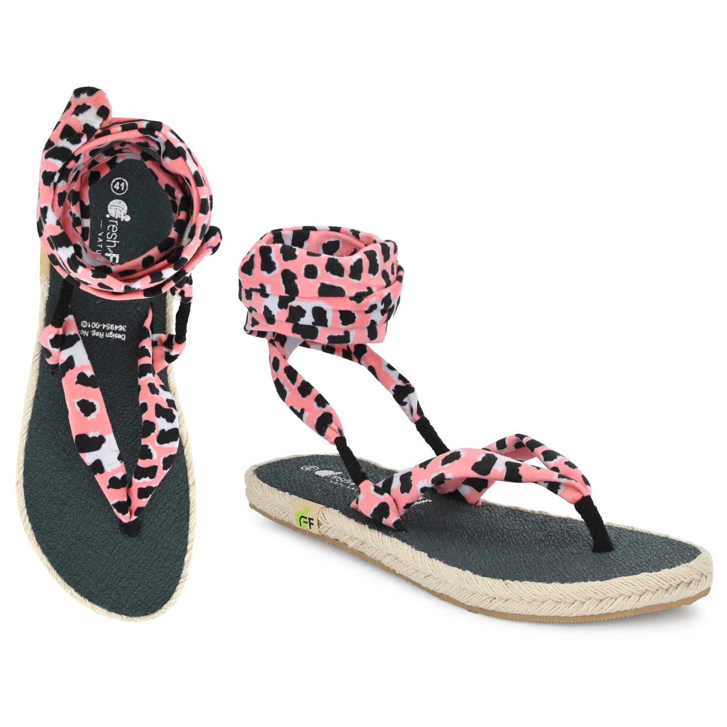 Saina Pale Leopard Print Yoga Mat Sandals for Women