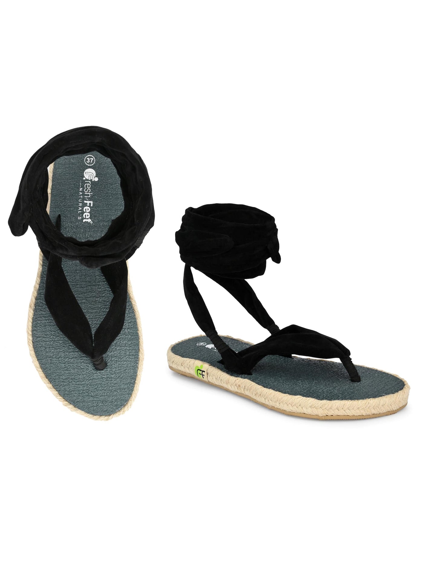 Saina Black Yoga Mat Sandals for Women