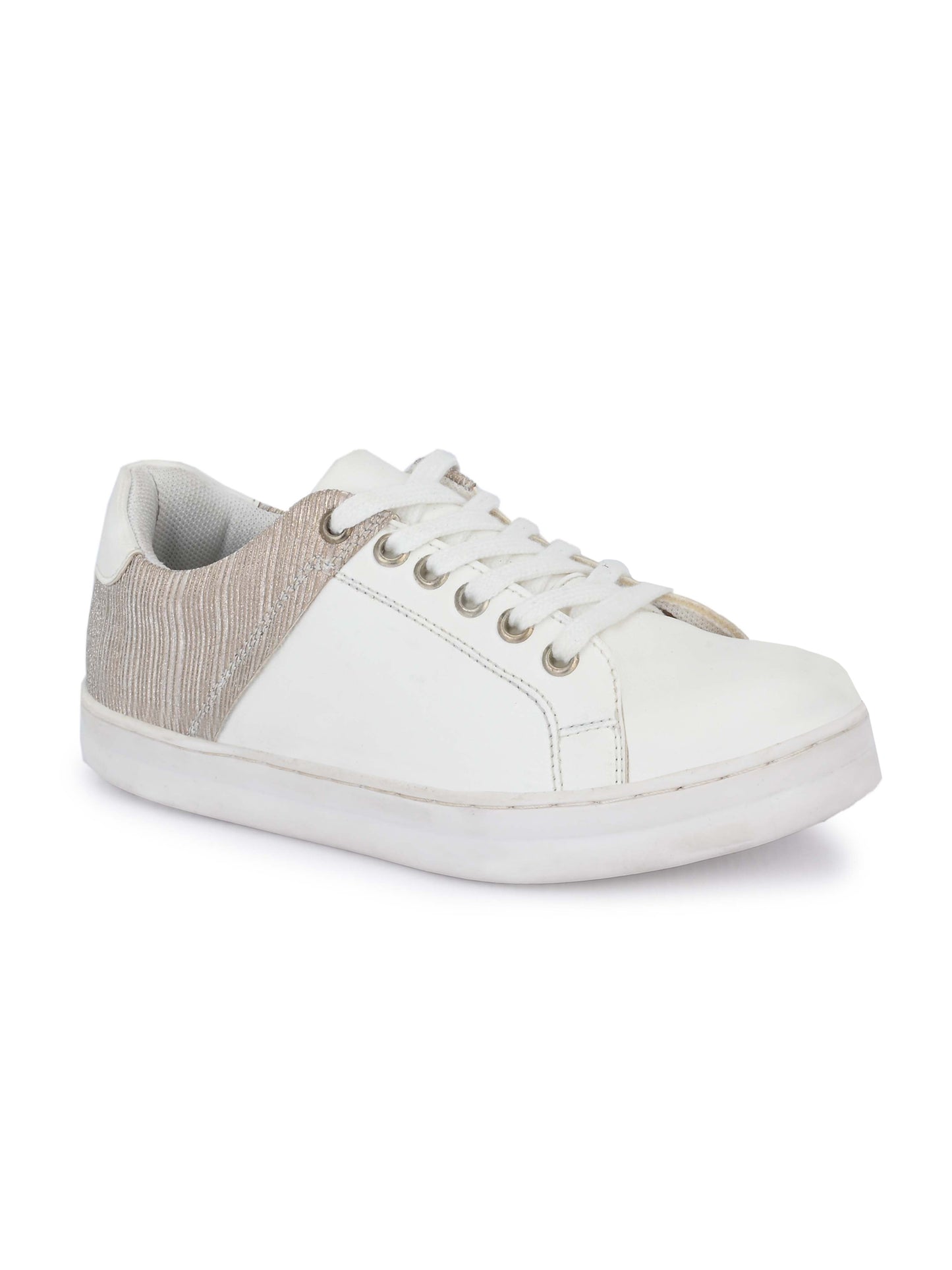 Camila White Gold Dual Size Technology Sneakers for Kids
