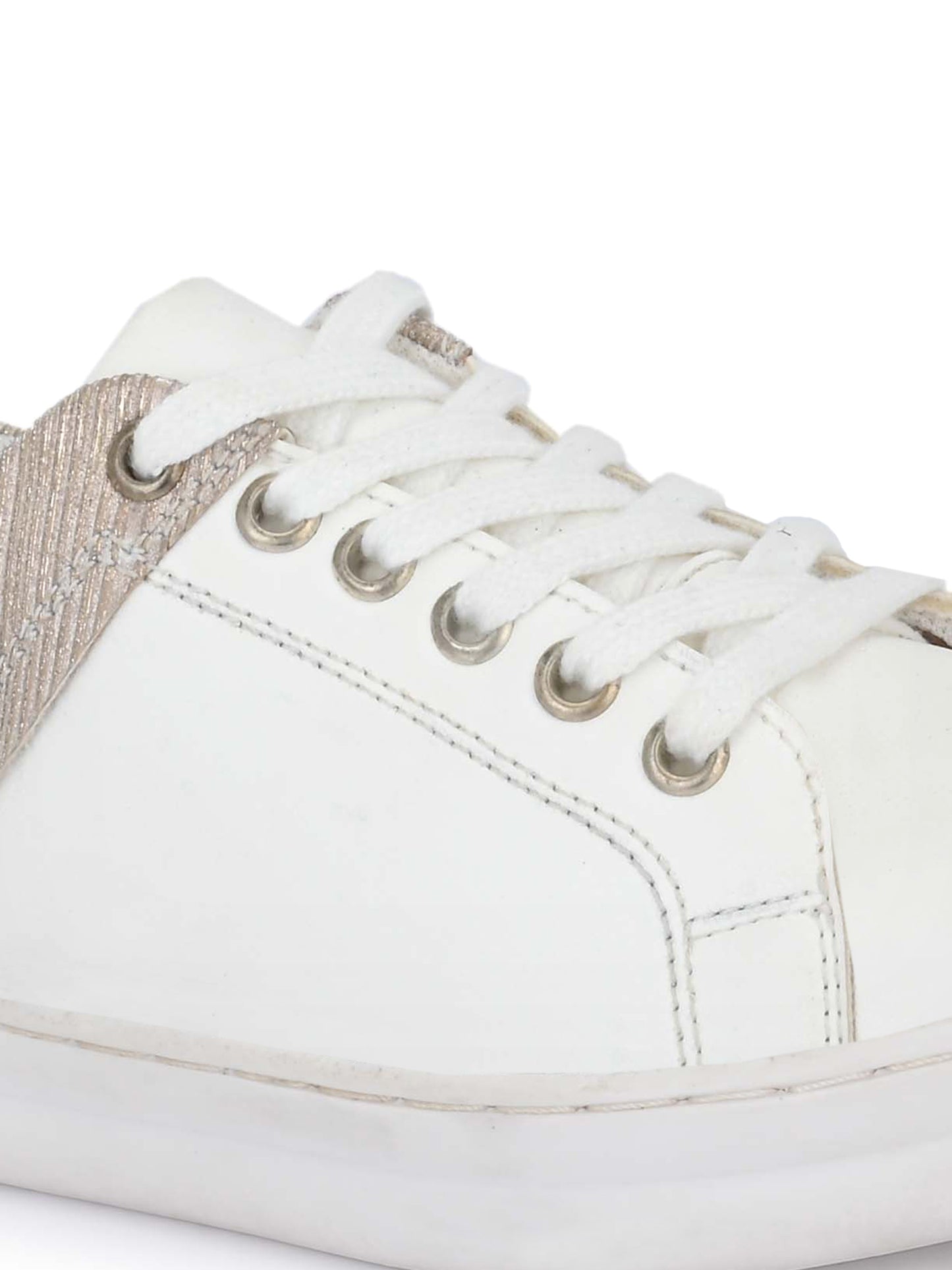 Camila White Gold Dual Size Technology Sneakers for Kids