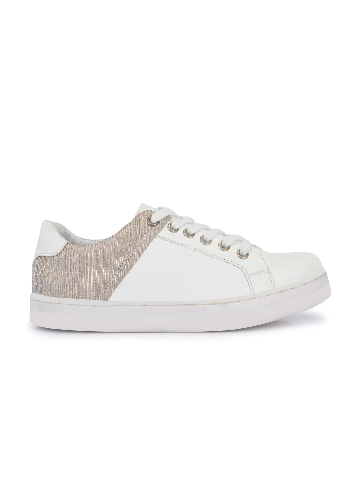 Camila White Gold Dual Size Technology Sneakers for Kids