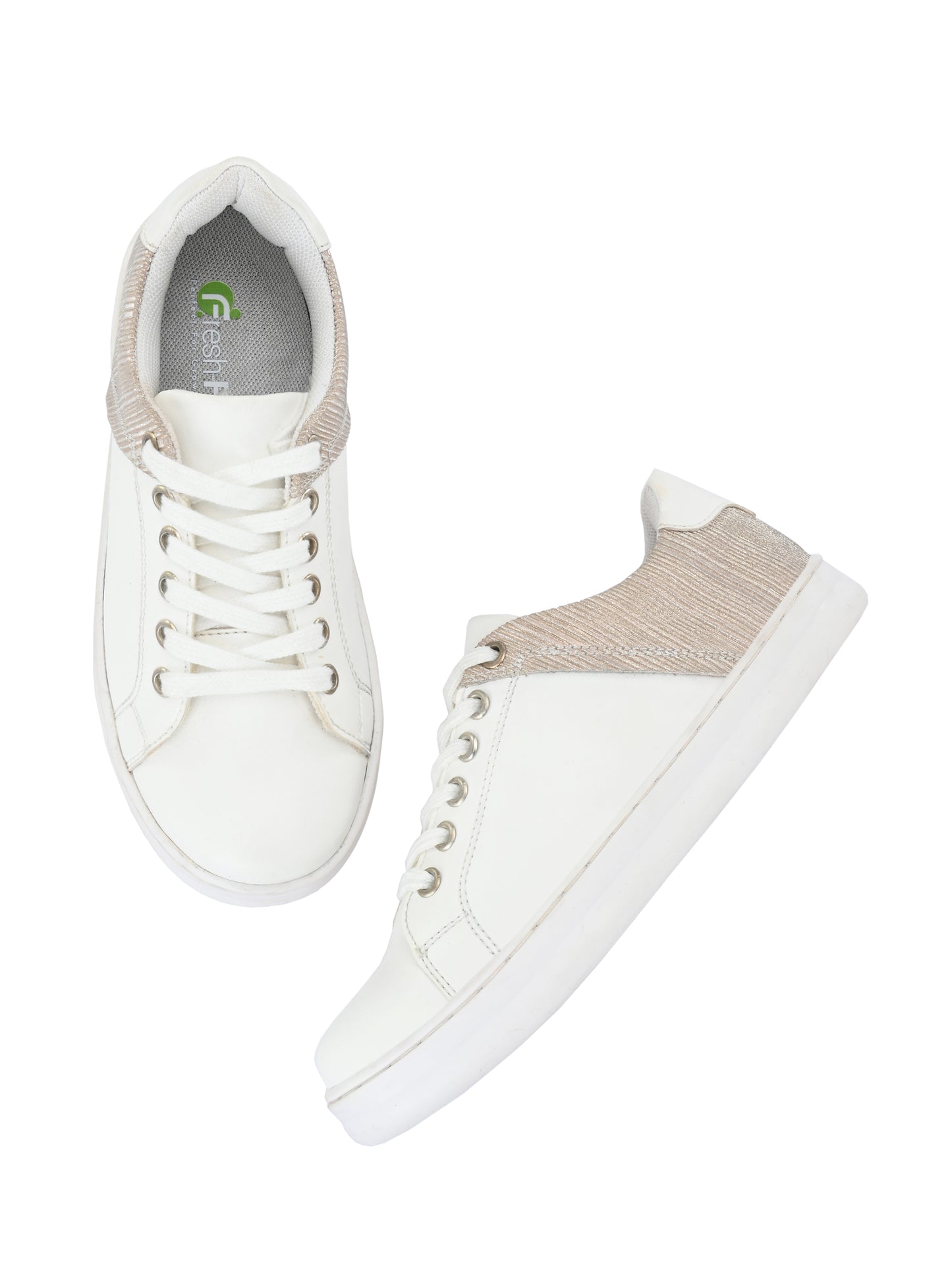 Camila White Gold Dual Size Technology Sneakers for Kids