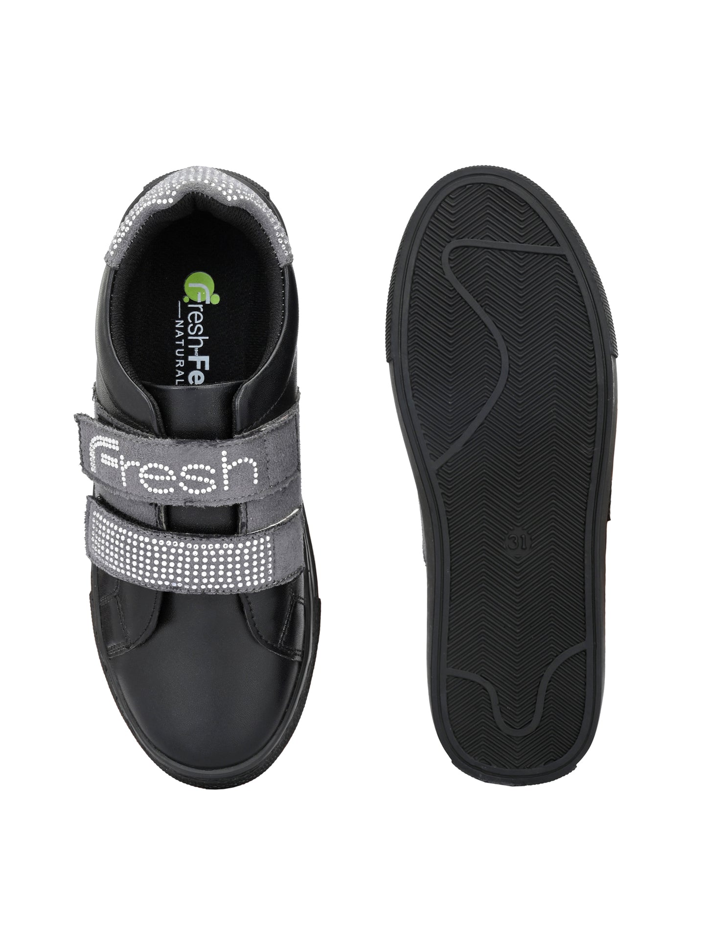 Niko Black Grey Dual Size technology Shoes for Kids