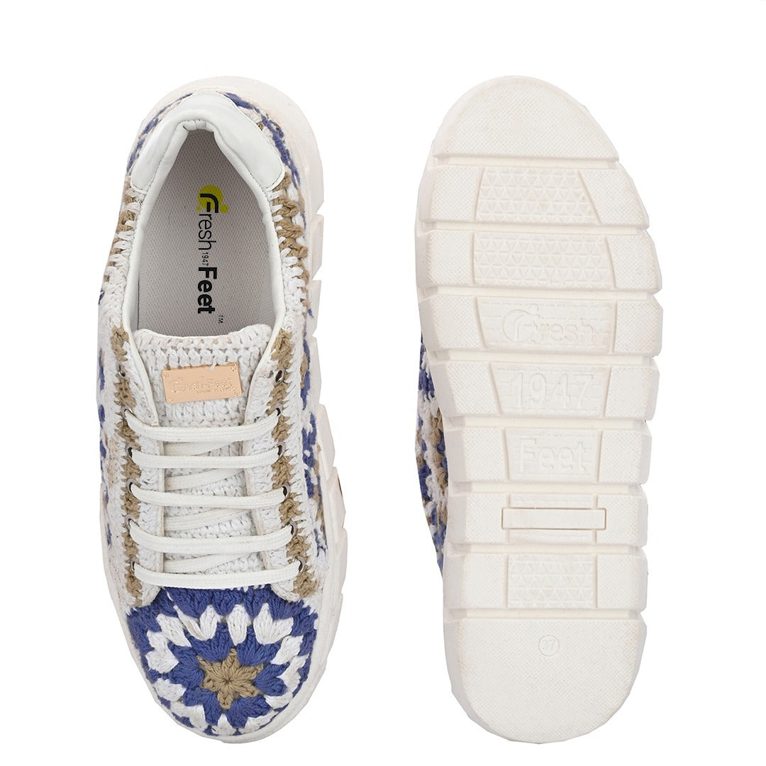 Austria Blue White Gold Shoes For Women
