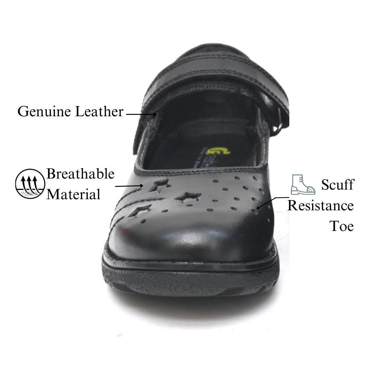 AENNA Genuine Leather Black Dual Size technology School Shoes - Fresh Feet