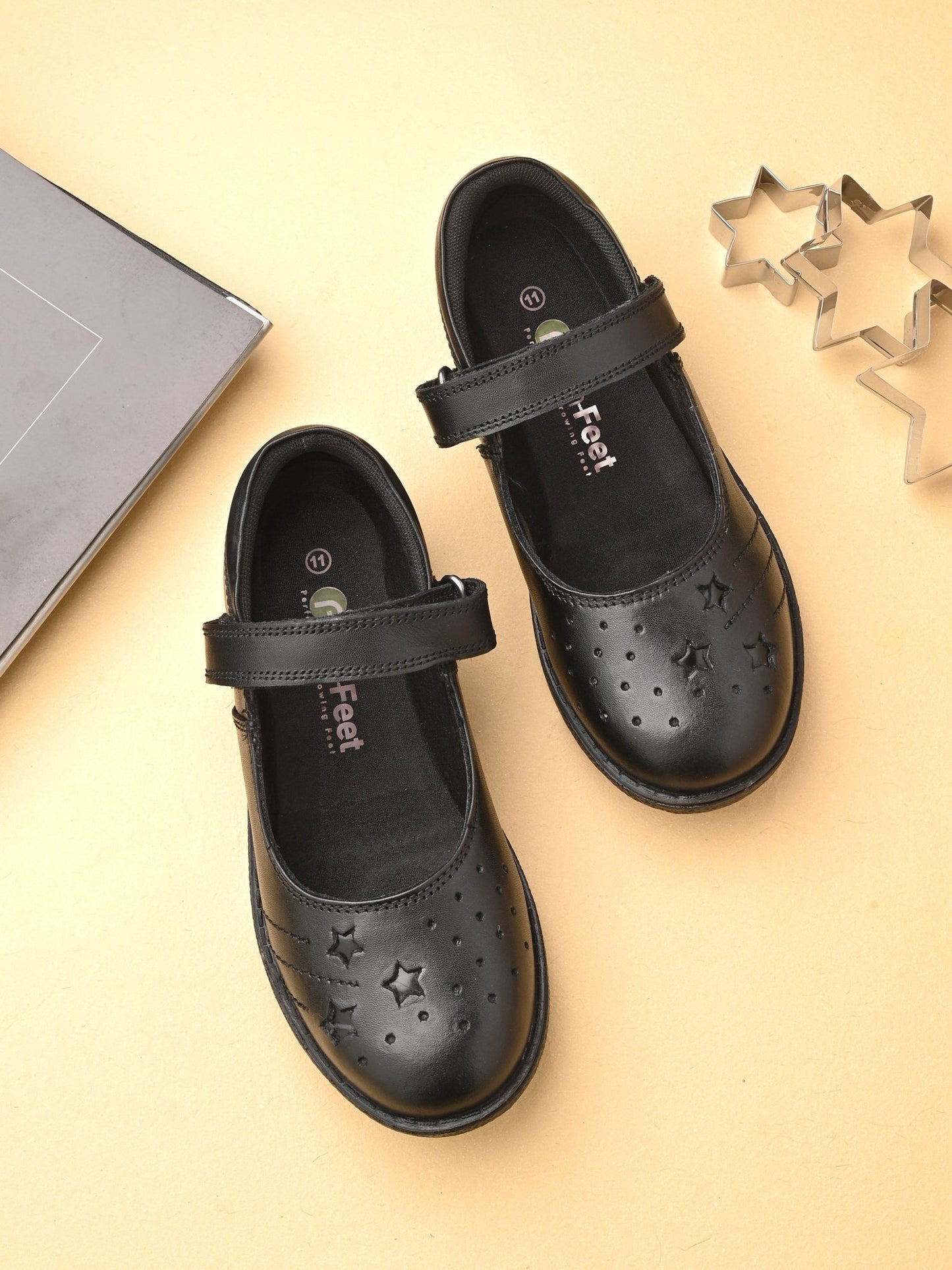 AENNA Genuine Leather Black Dual Size technology School Shoes - Fresh Feet