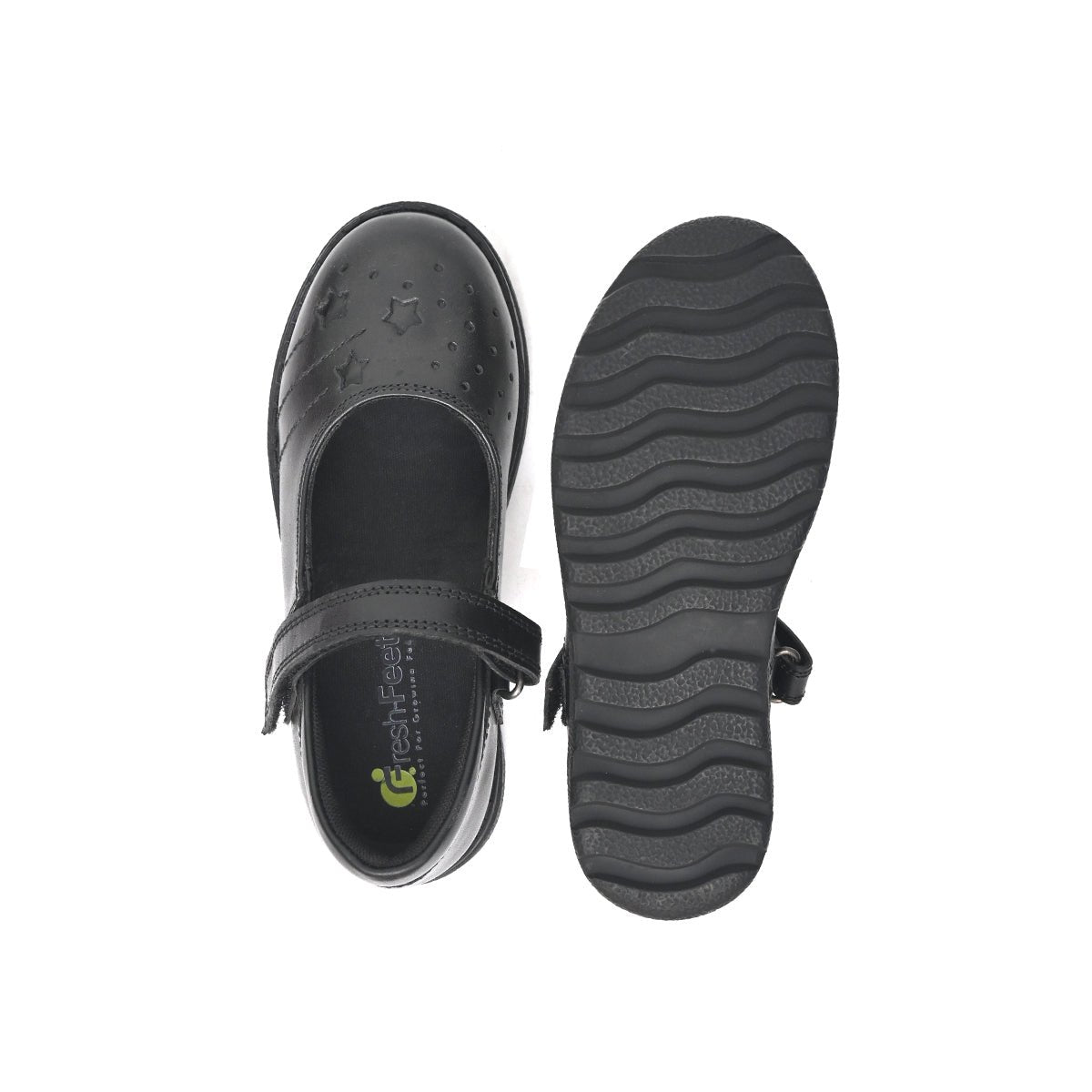 AENNA Genuine Leather Black Dual Size technology School Shoes - Fresh Feet