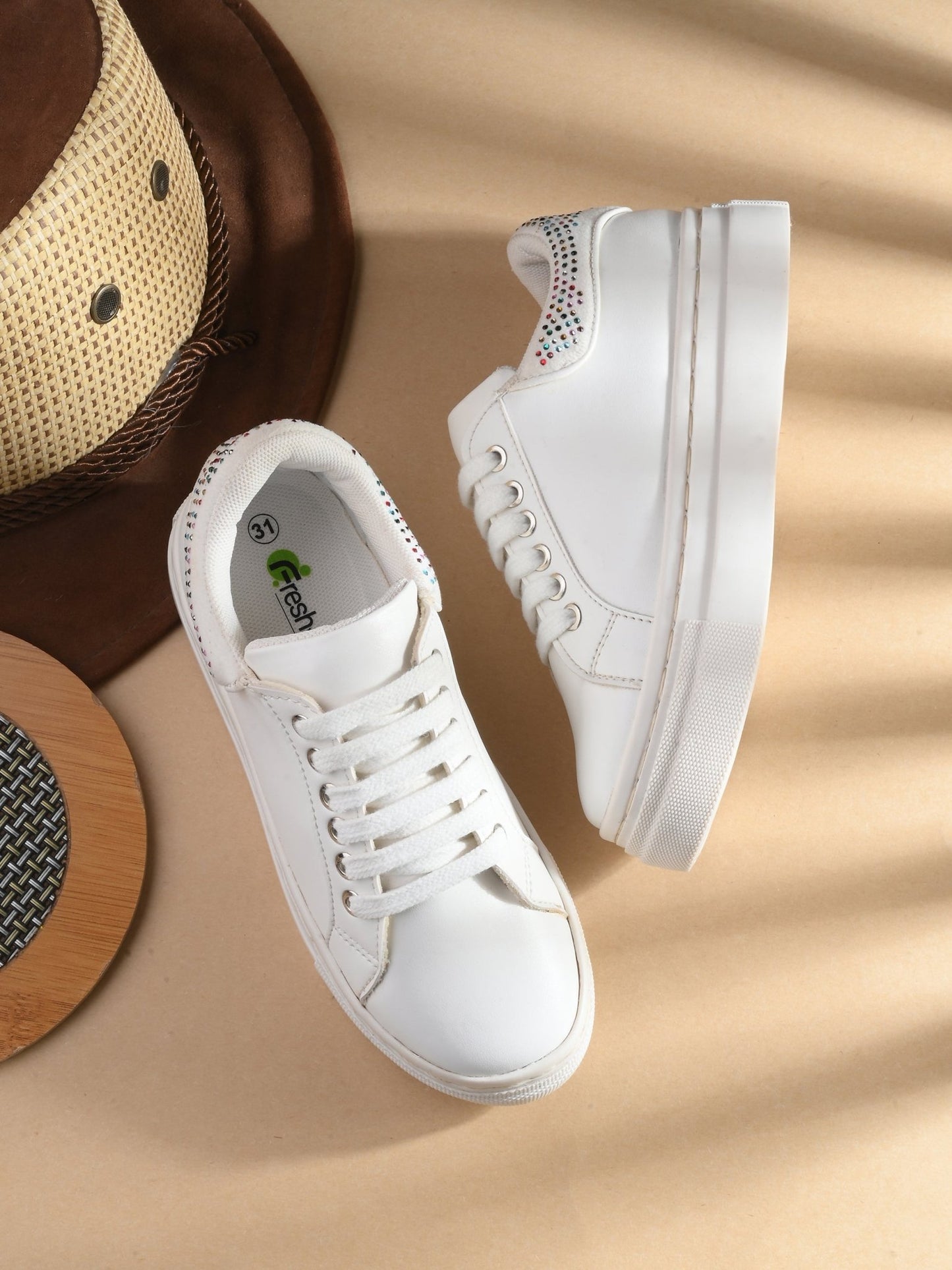 Alya White Dual Size technology Shoes for Kids - Fresh Feet
