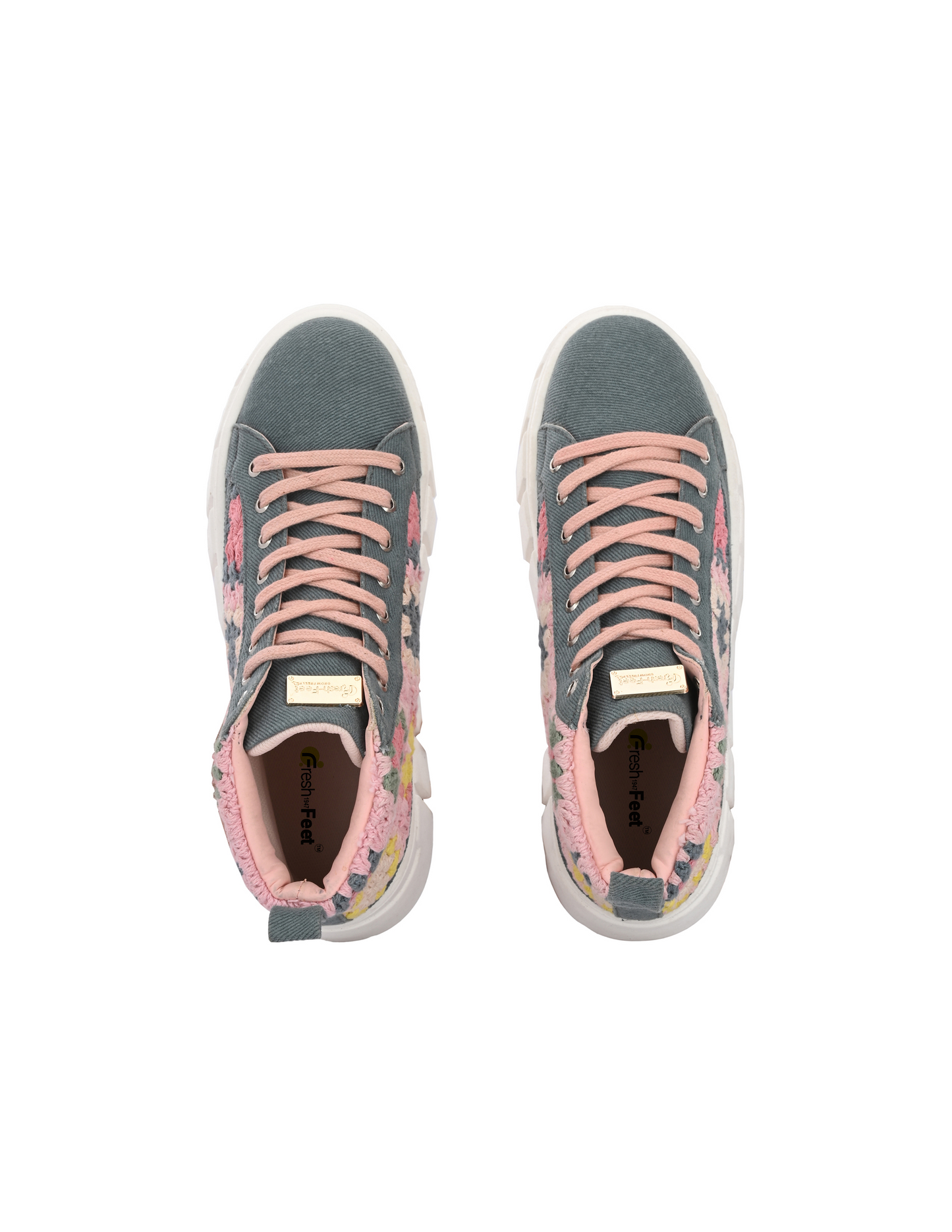 Senorita Grey Denim Floral Shoes For Women