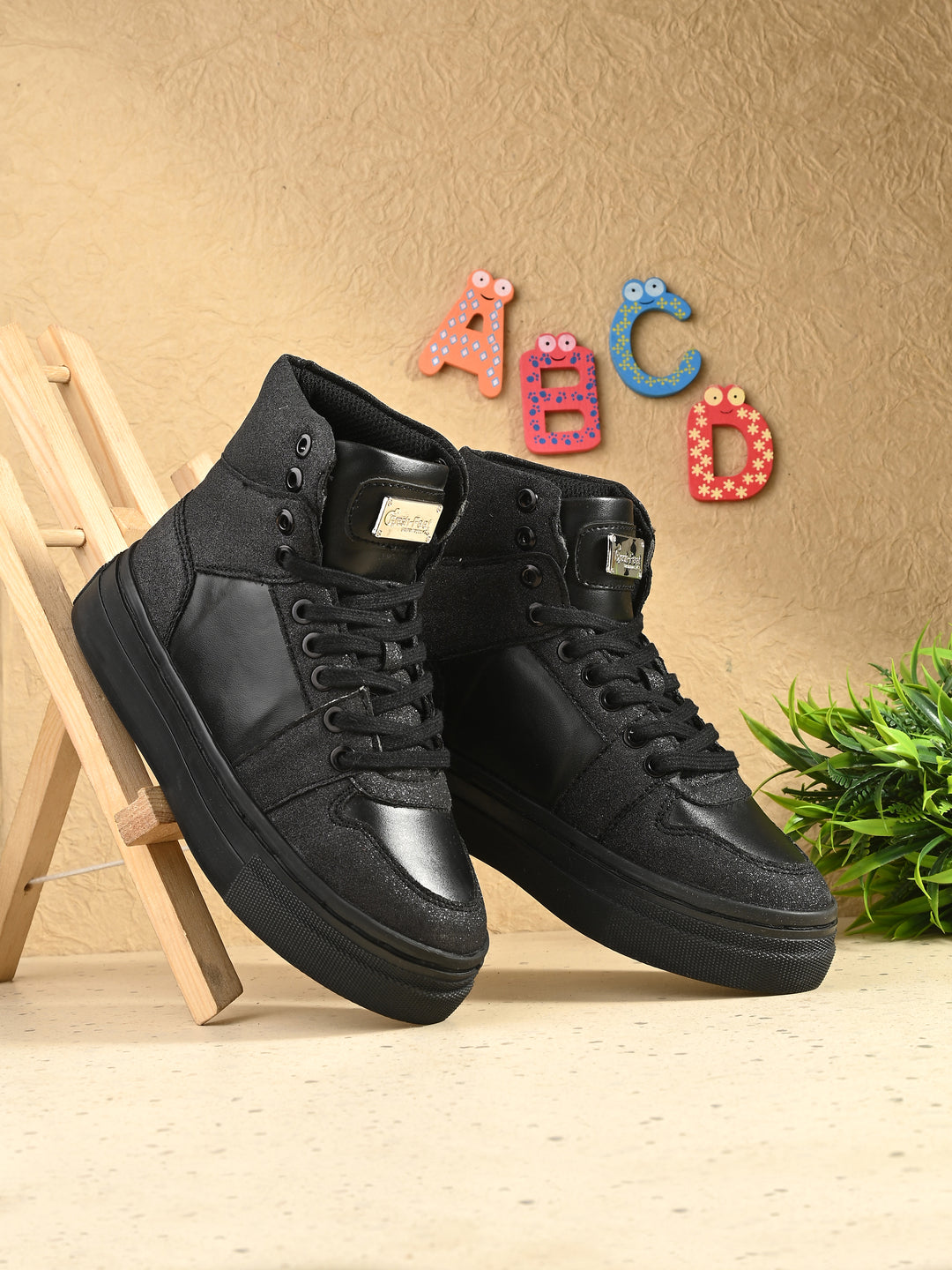 Nick Black Dual Size technology Shoes for Kids