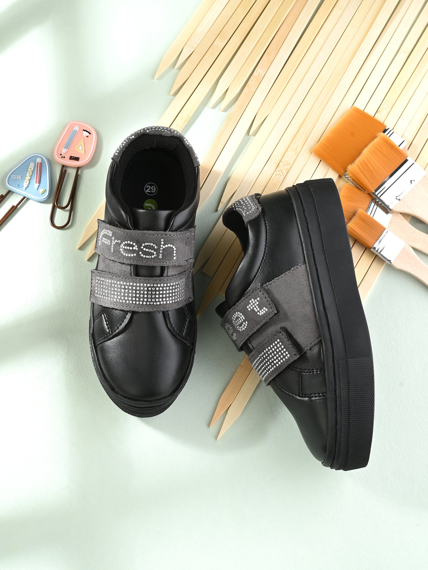 Niko Black Grey Dual Size technology Shoes for Kids