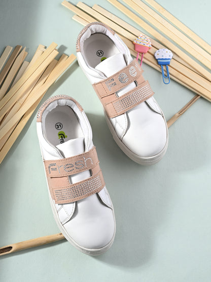 Niko White Pink Dual Size technology Shoes for Kids