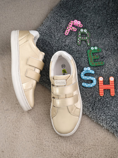 Chloe Gold Dual Size Technology Sneakers for Kids