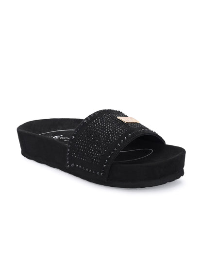 Jessica Black Orthopedic Sliders For Women