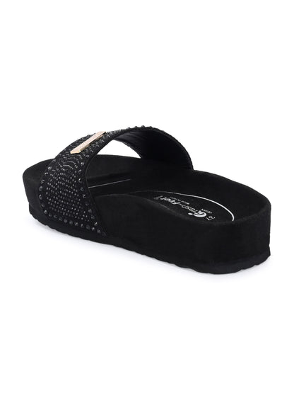 Jessica Black Orthopedic Sliders For Women