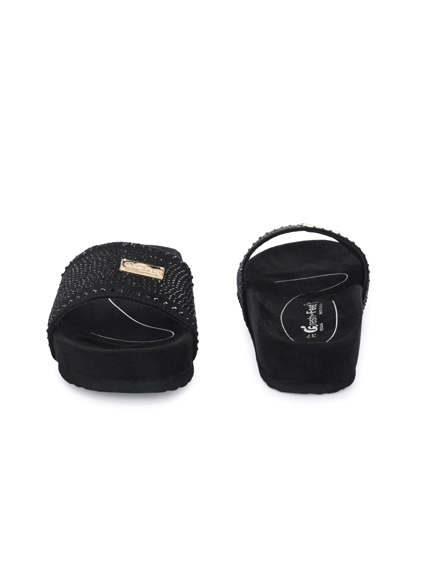 Jessica Black Orthopedic Sliders For Women