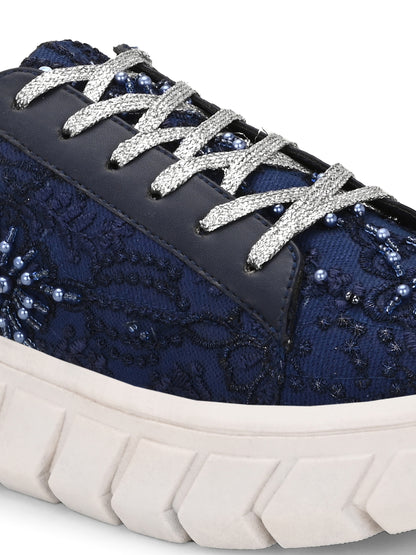 Blue Customized Ethnic Sneakers