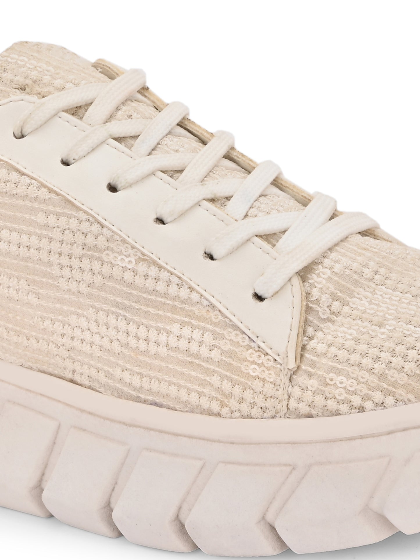 White Sequence Customized Ethnic Sneakers