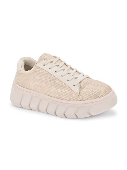 White Sequence Customized Ethnic Sneakers