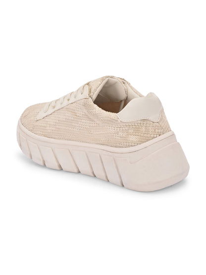 White Sequence Customized Ethnic Sneakers