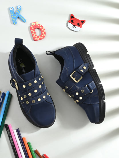 James Navy Blue Dual Size Technology Sneakers for Kids