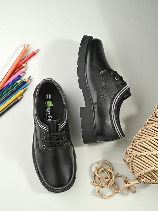 HARRY Genuine Leather Black Dual Size technology School Shoes for Boys