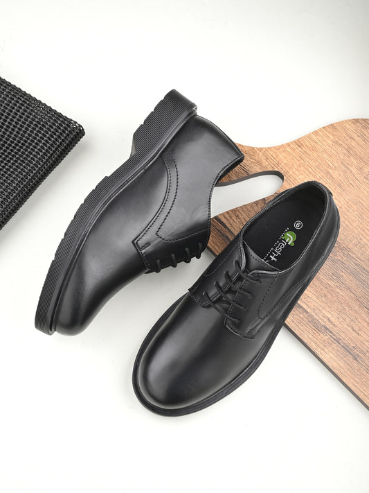 LIVI Genuine Leather Black Dual Size technology School Shoes For Boys